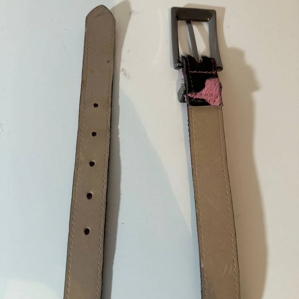 Elite Fresno California Pink Black Cow Print Belt Women's M 1